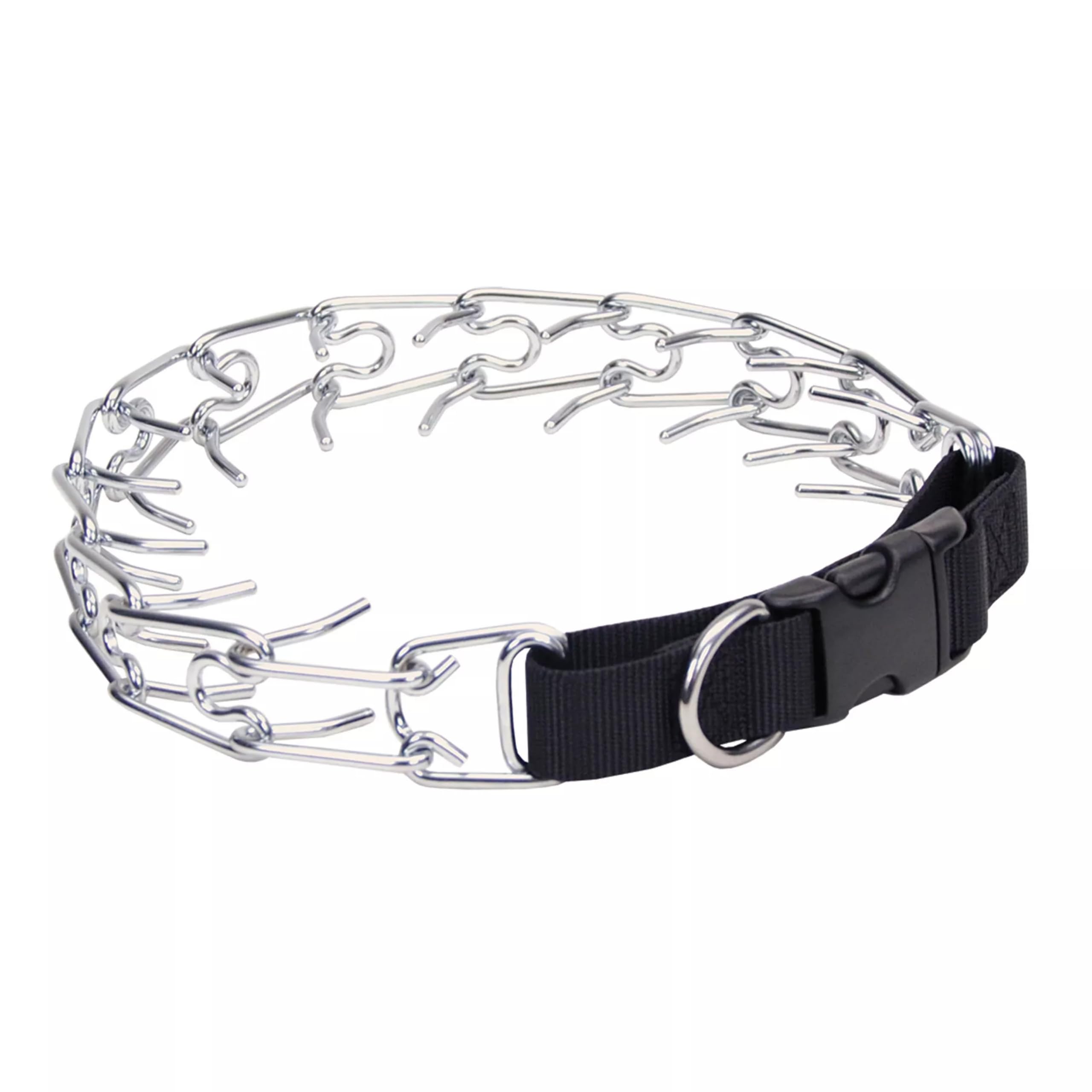 Titan Coastal Pet Easy-On prong collar with side release buckle in black for durable training.