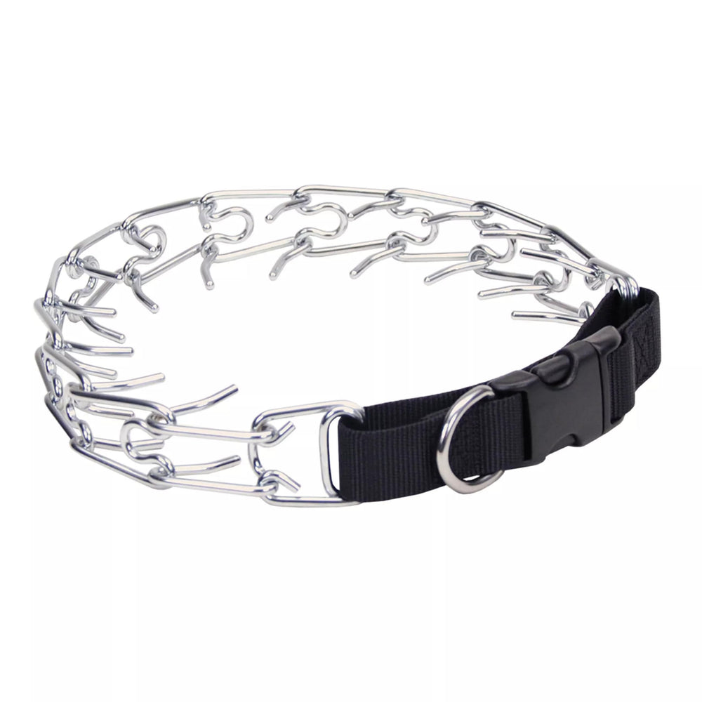 Titan Coastal Pet Easy-On prong collar with side release buckle in black for durable training.