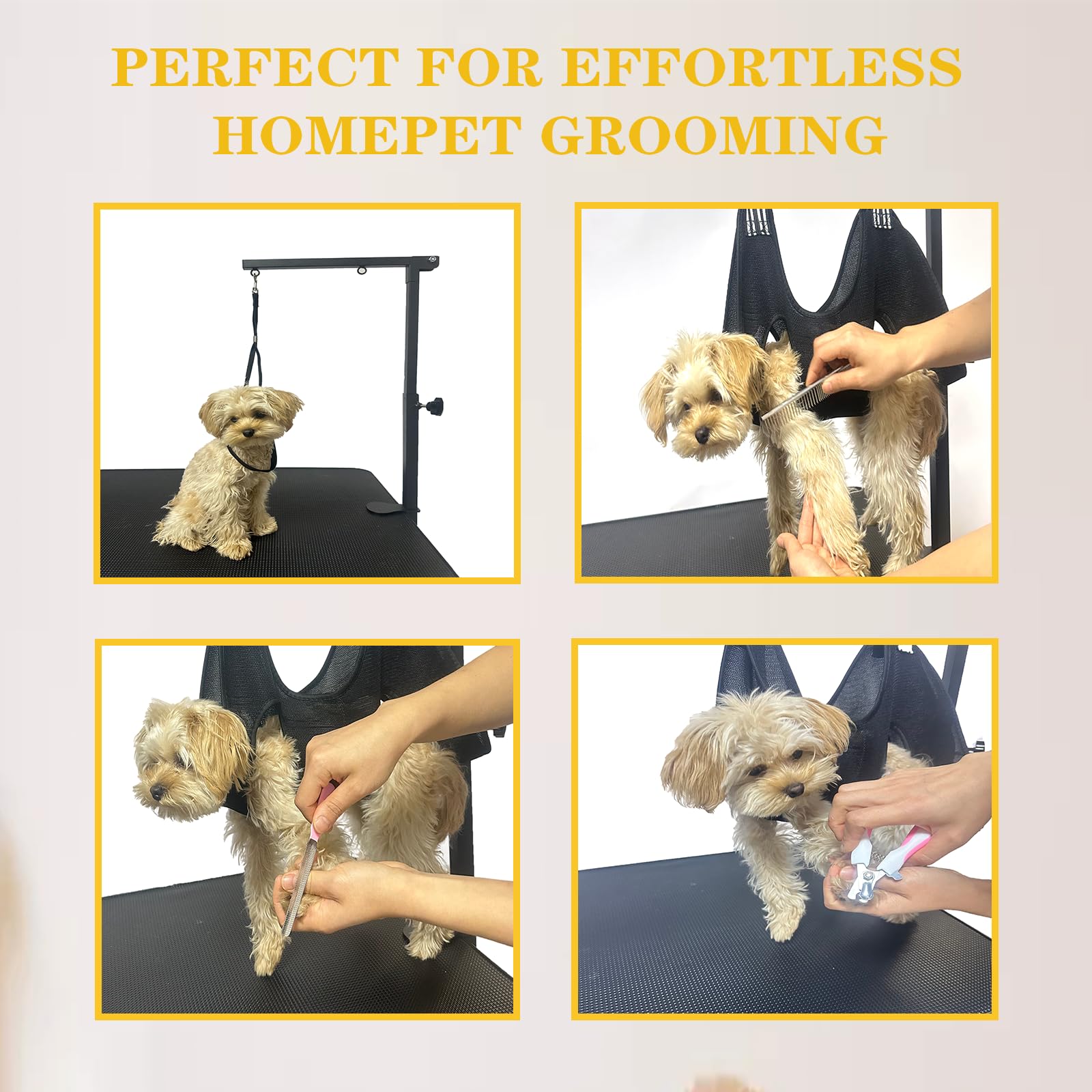 tiuire dog grooming arm mounting hooks illustrate sturdy table attachment