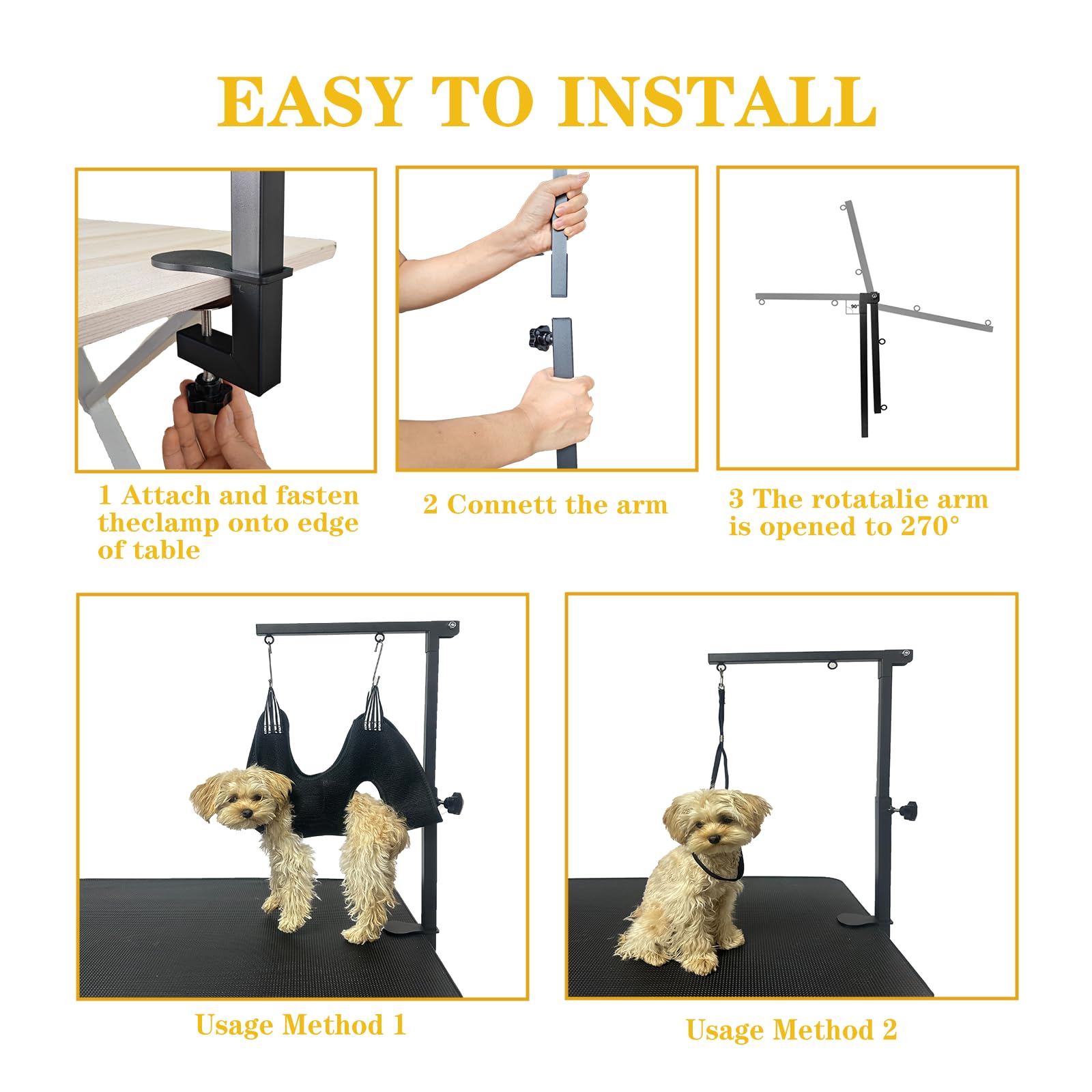 tiuire dog grooming arm small-dog use showcases versatile home or salon grooming