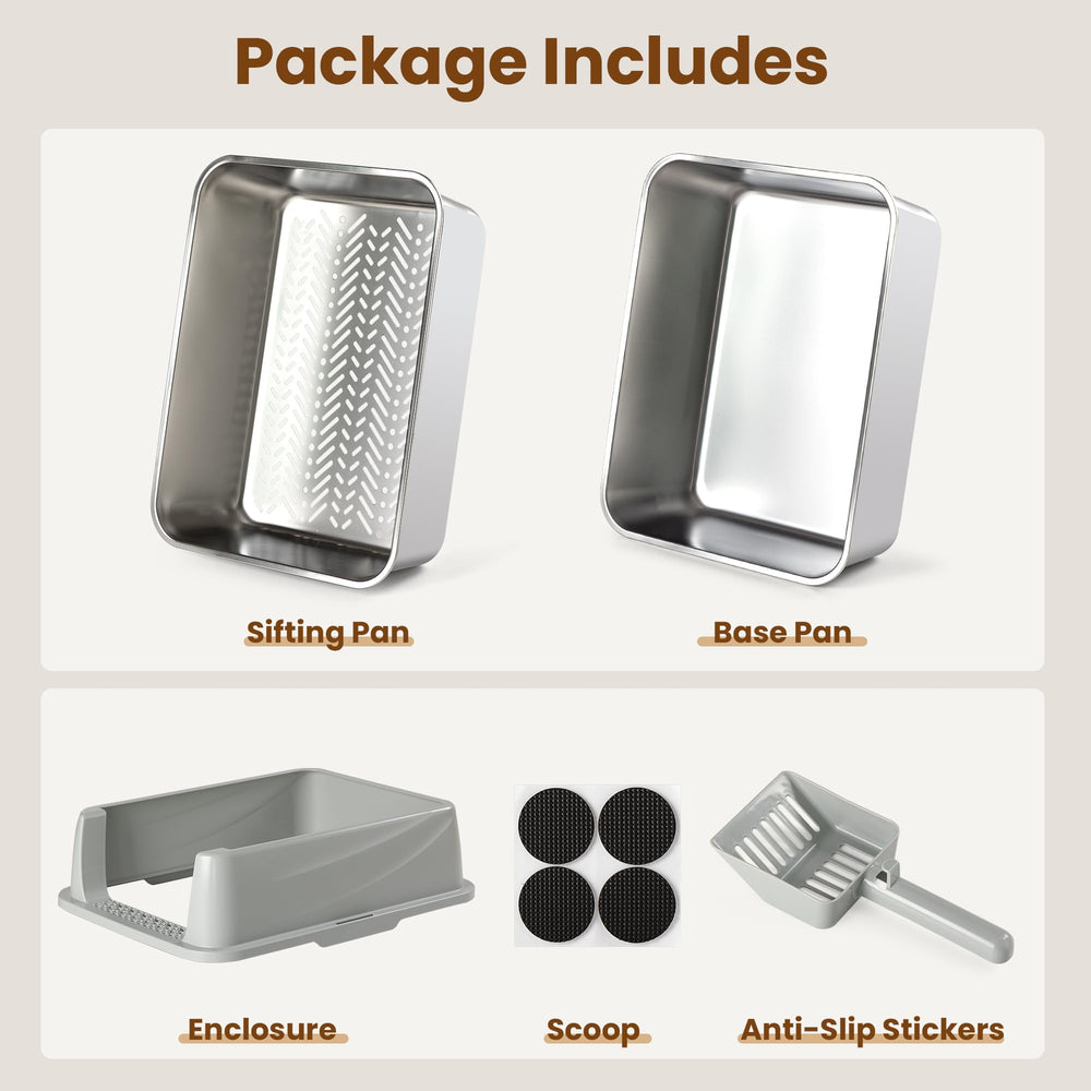 TIUUBT includes plastic scoop and four anti-slip pads for stability.