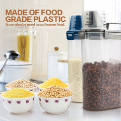 TIOVERY pet food container dispenser with pour spout for mess-free serving.