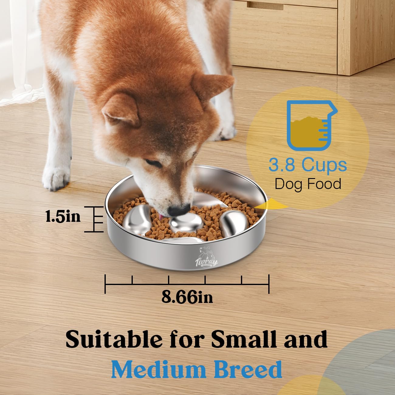 Tivray 304 stainless steel dog bowl offers durable, rust-resistant reliability.
