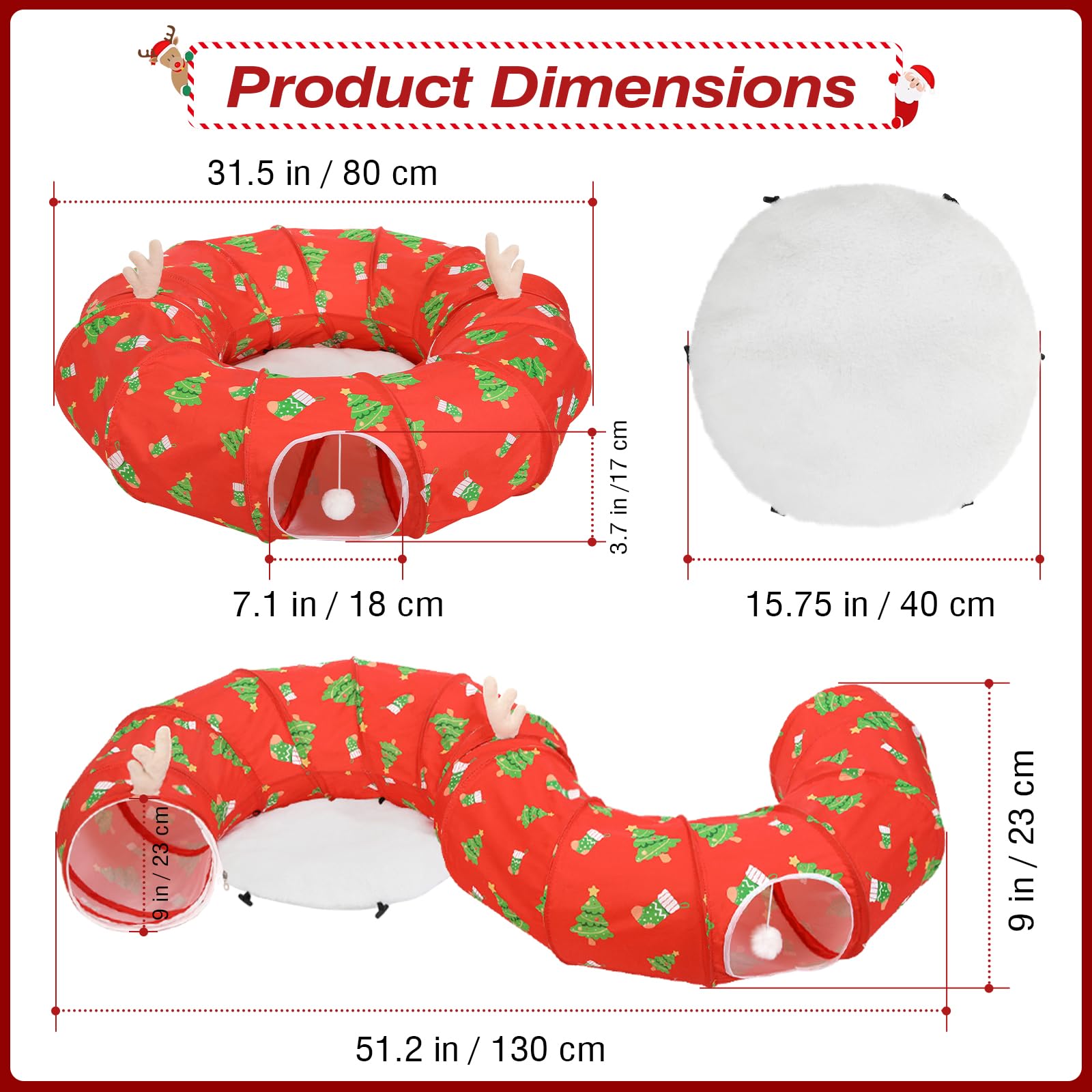Tivray cat tunnel bed circle cushion inside provides extra comfort and nesting spot.