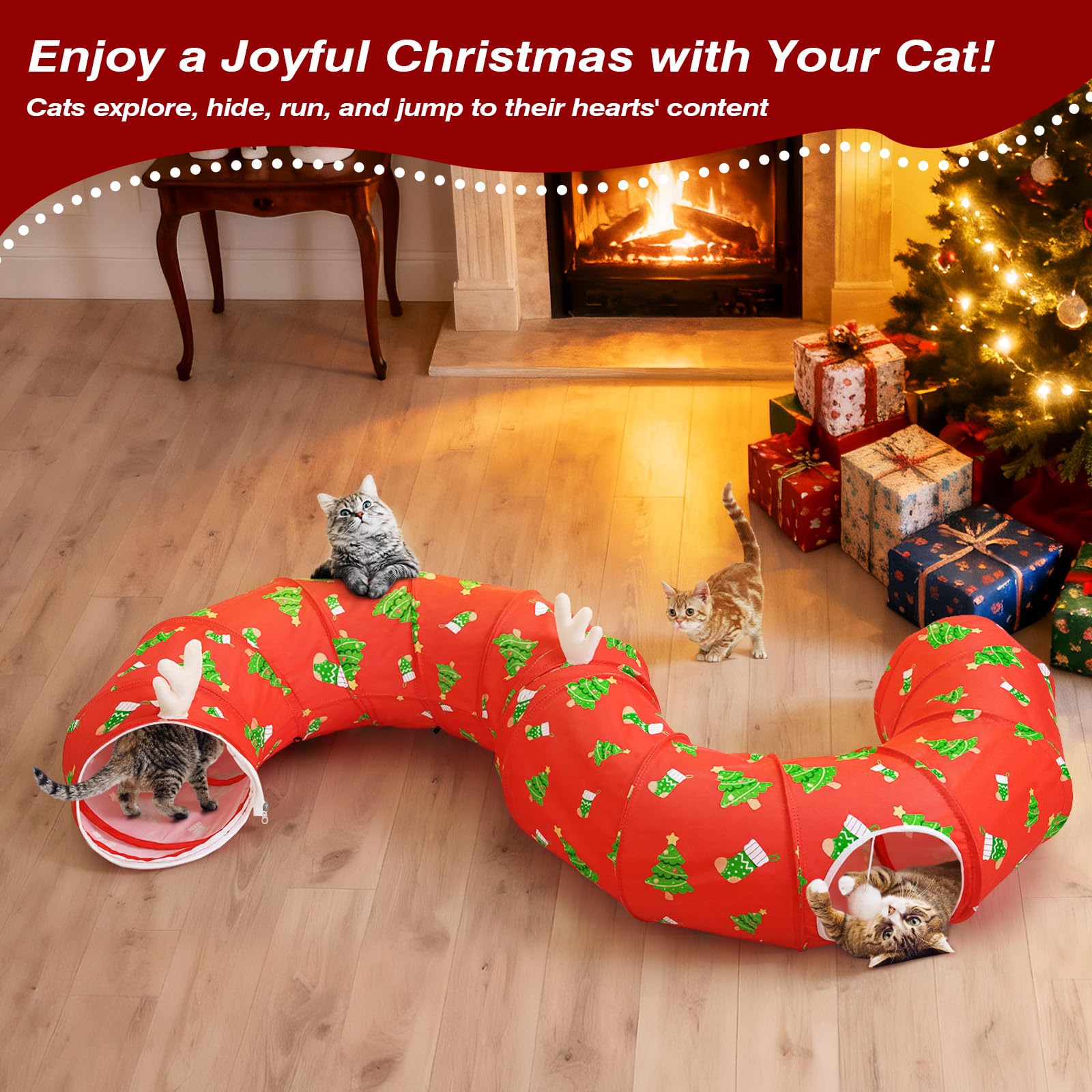 Tivray cat tunnel bed multiple plays shapes demonstrates versatile setup for varied spaces.