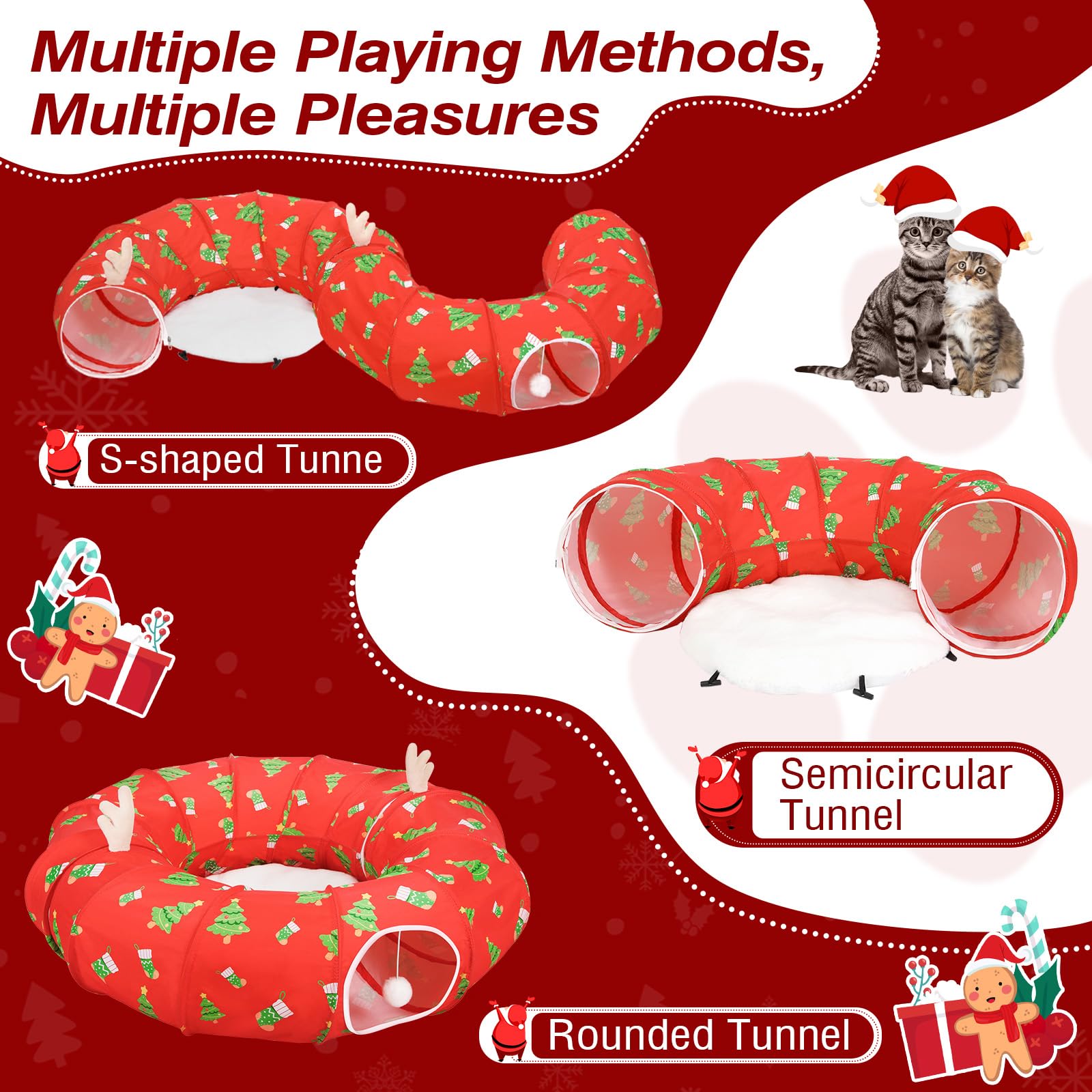 Tivray cat tunnel bed spacious interior enables cats or small animals to move and lounge.