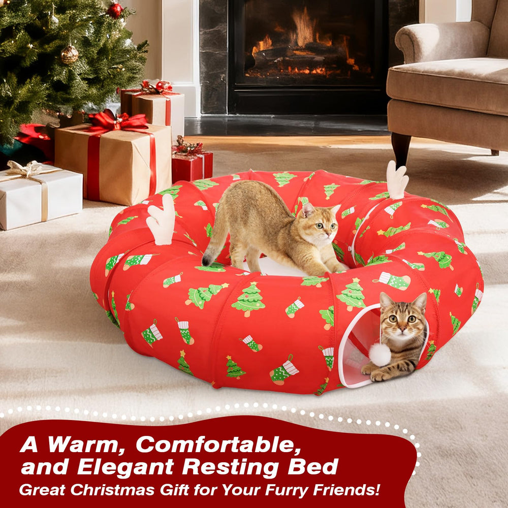 Tivray cat tunnel bed toy balls detail highlights added fun elements for interactive play.