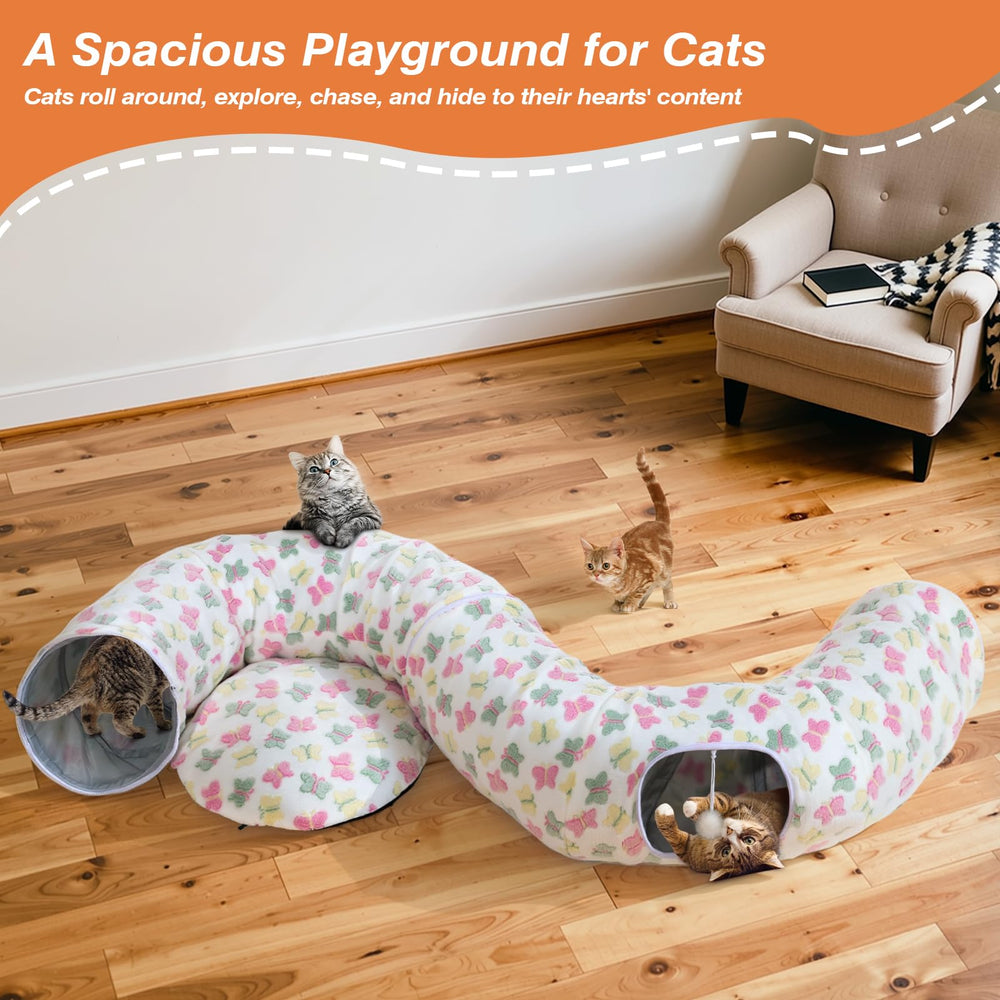 Tivray Cat Tunnel Multiple Plays image highlights versatile shapes for varied play.