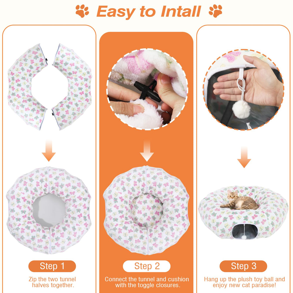 Tivray Cat Tunnel Washable Cover highlights easy machine-wash cleaning.