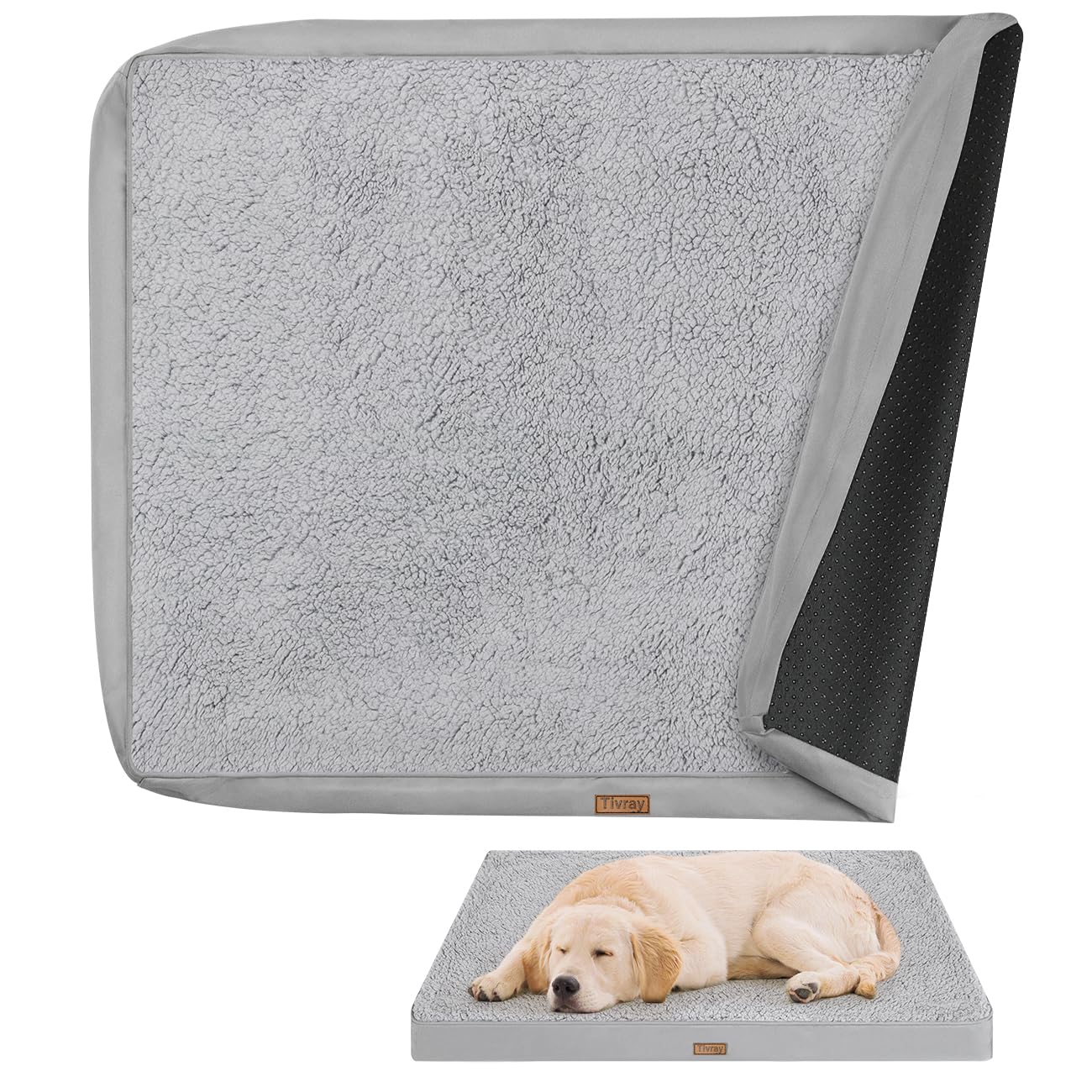 Tivray dog bed cover with 3-sided zipper for easy replacement