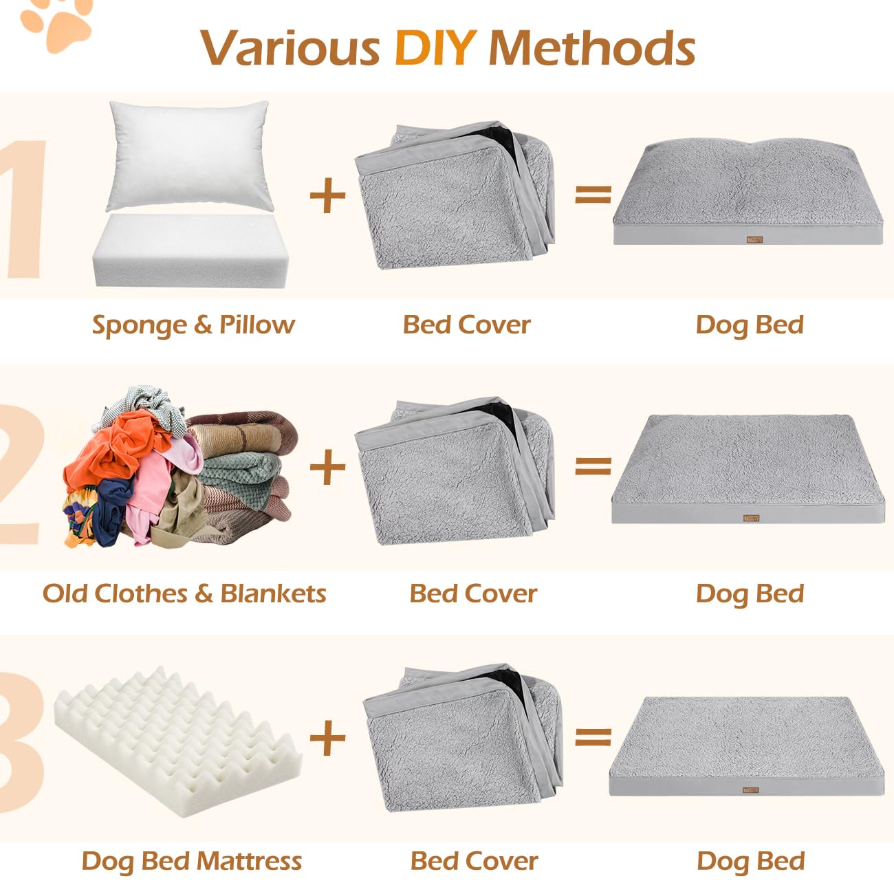Tivray dog bed cover DIY-fill option demonstrates customization with blankets for comfort