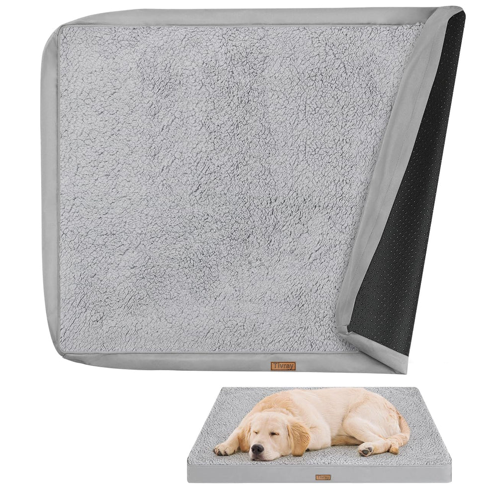 Tivray dog bed cover front view in grey with plush fabric for cozy naps