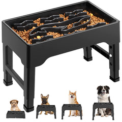 Tivray elevated slow feeder bowl demonstrates adjustable height for growing dogs.