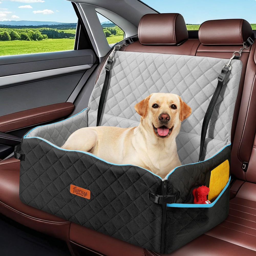 Tivray large dog car seat front view with roomy booster for comfortable travel.