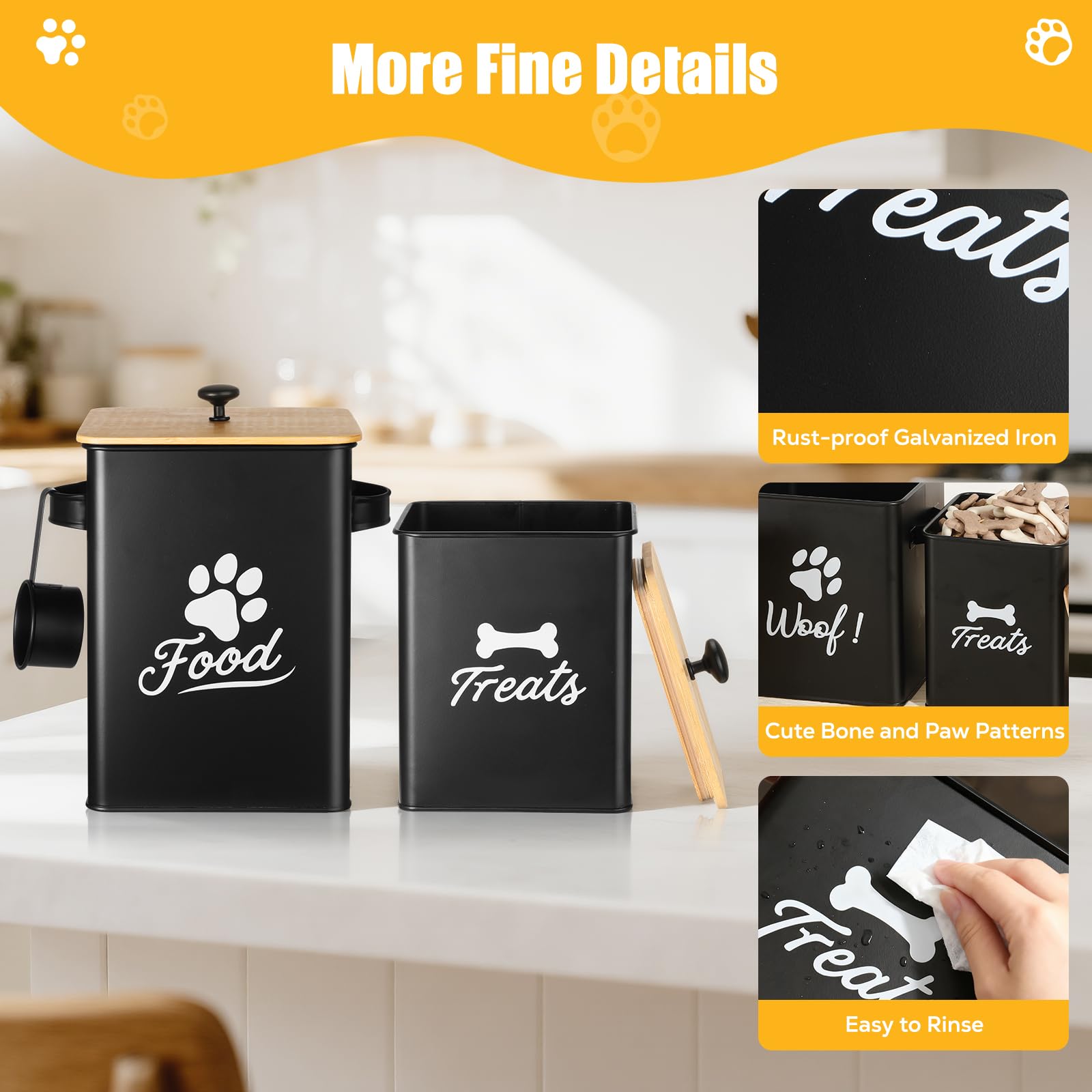 Tivray metal spoon hangs on the side for easy portions.