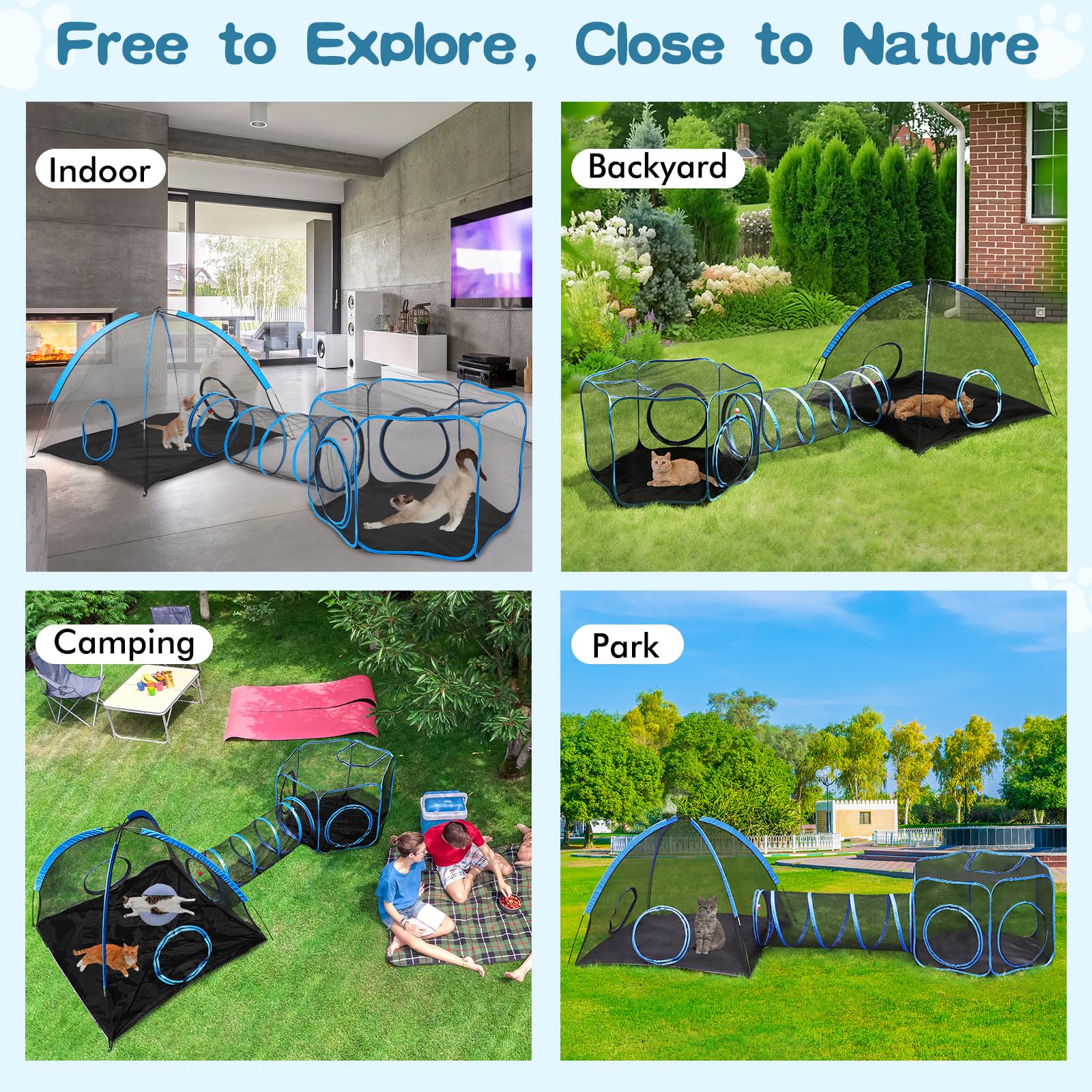Tivray Outdoor Cat Enclosure foldable portability supports easy transport to picnics or camping.