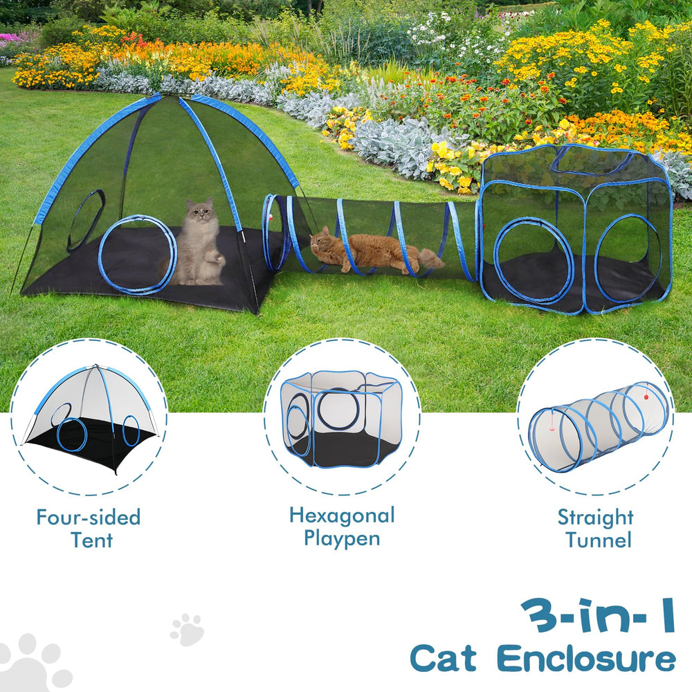 Tivray Outdoor Cat Enclosure hexagon playpen enables roomy outdoor exploration.