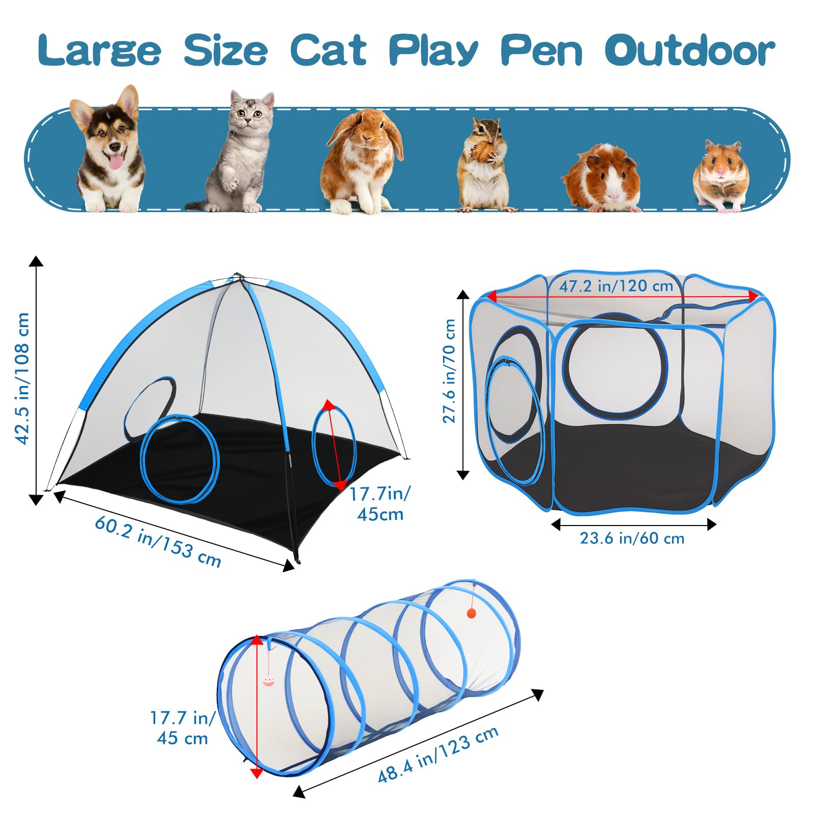 Tivray Outdoor Cat Enclosure tunnel provides easy indoor-outdoor passage for cats.