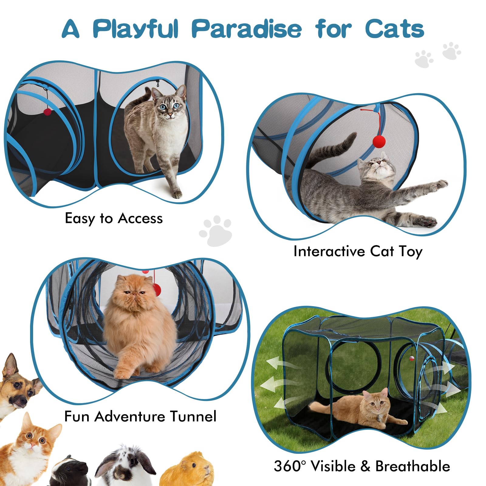 Tivray Outdoor Cat Enclosure waterproof bottom keeps paws clean and dry.