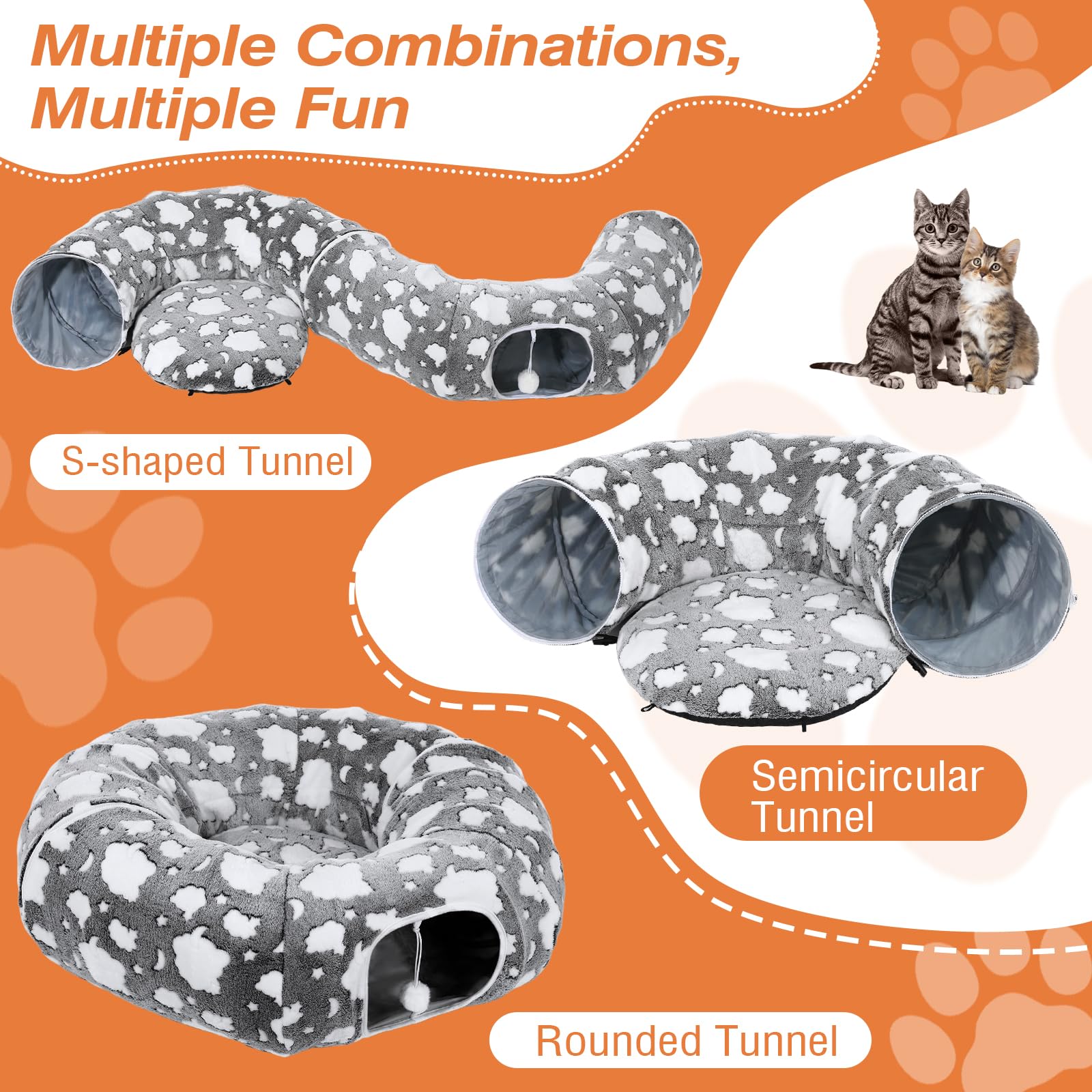 Tivray plush cat tunnel warm material delivers soft, skin-friendly comfort.