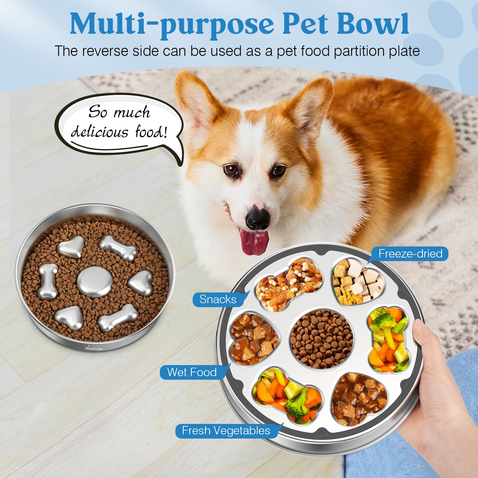 Tivray slow feeder bowl capacity 5 cups for medium-to-large dogs