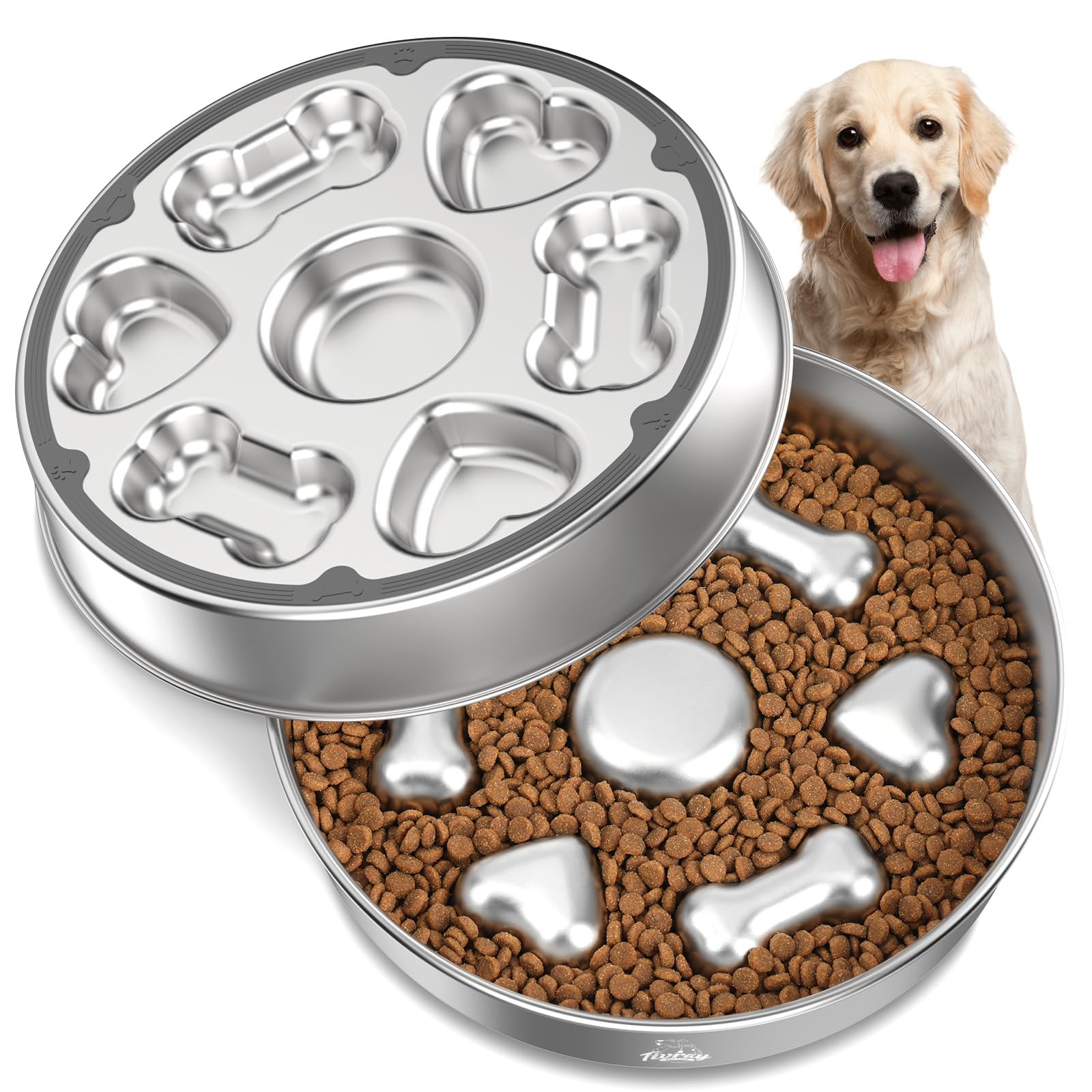 Tivray slow feeder bowl top view promotes paced eating for dogs