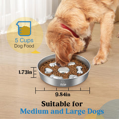 Tivray slow feeder dog bowl side view shows the 9.84 inch diameter