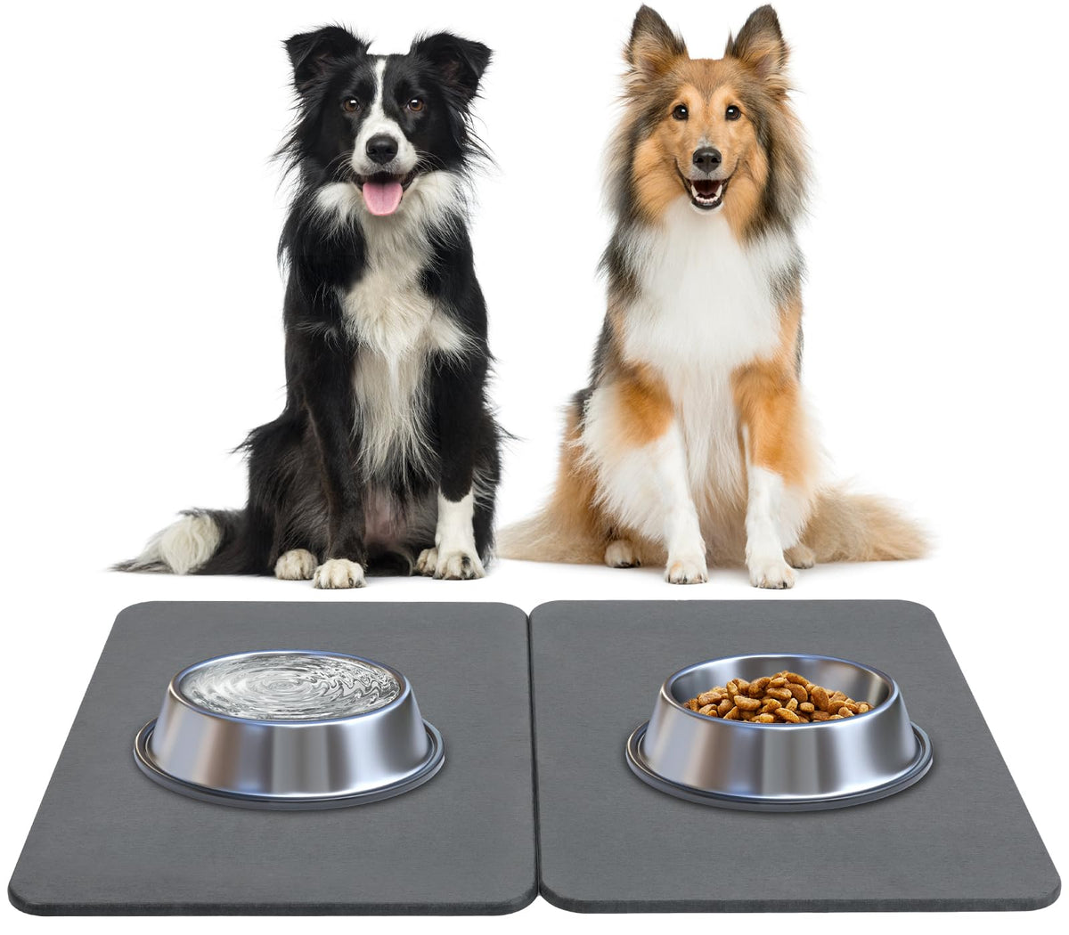 Tivray Stone Drying Mat for dog bowls keeps feeding area tidy and dry.