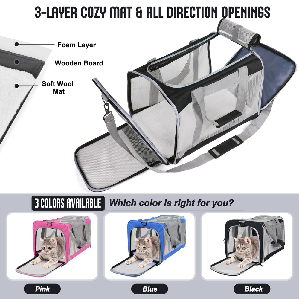 TIYOLAT cat carrier dual entrances simplify entry and exit for pets.