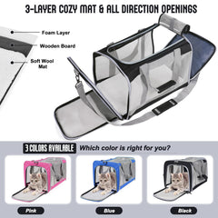TIYOLAT cat carrier dual entrances simplify entry and exit for pets.