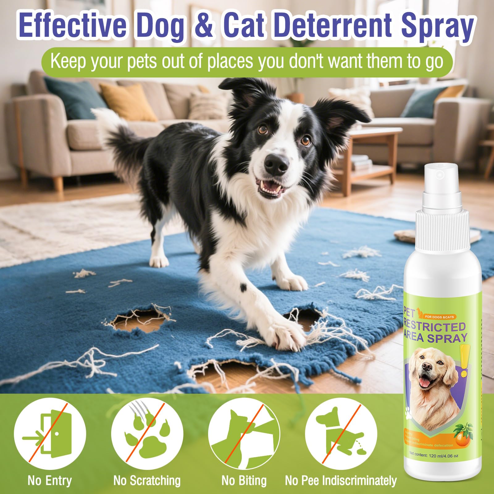 Tkacmoy deterrent spray applied to couch for stain-free deterrence