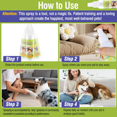 Tkacmoy spray on fabrics and furniture creates an invisible boundary for pets