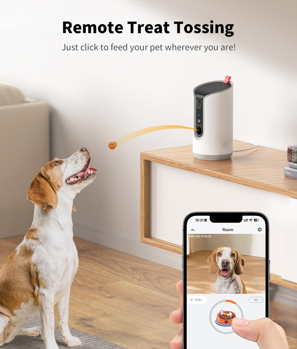 TKENPRO treat toss enables remote rewards during play.