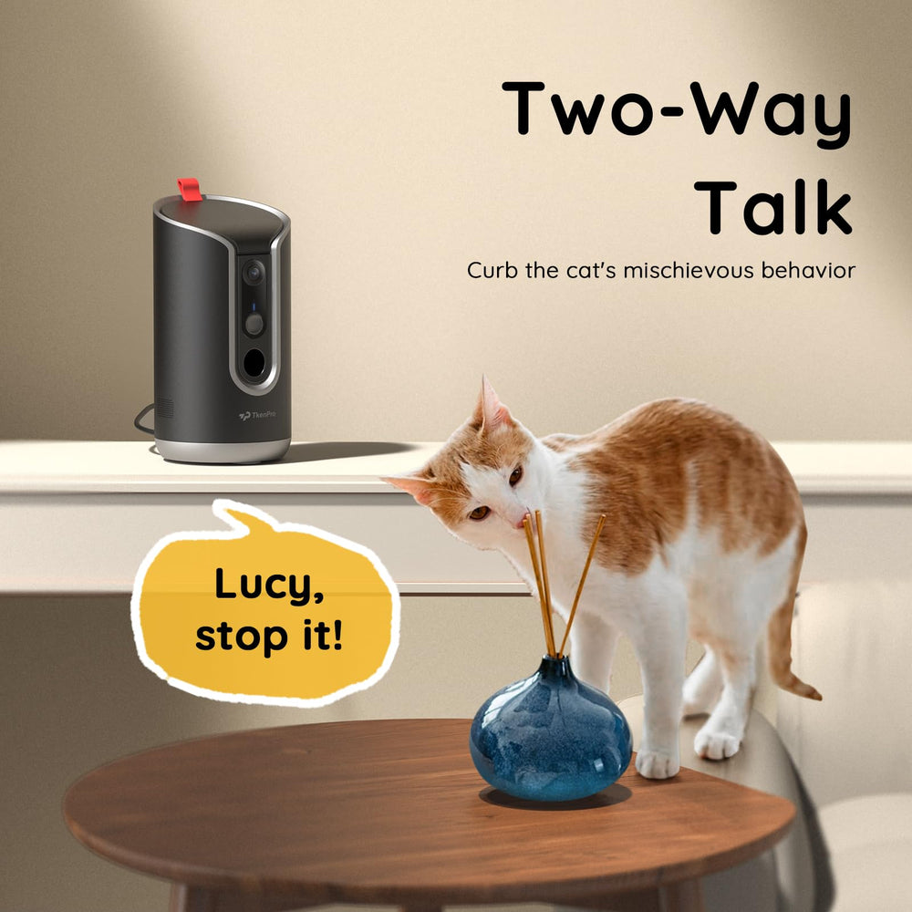 TKENPRO two-way talk helps soothe anxious pets remotely with real-time audio