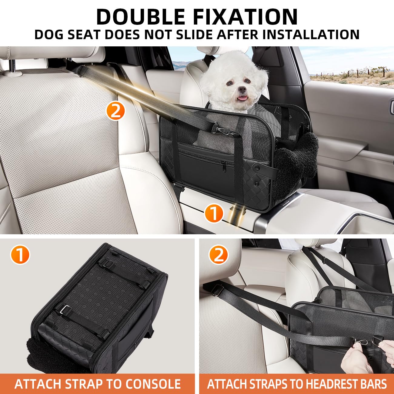 TKYZ center-console dog car seat folds compactly for easy storage.