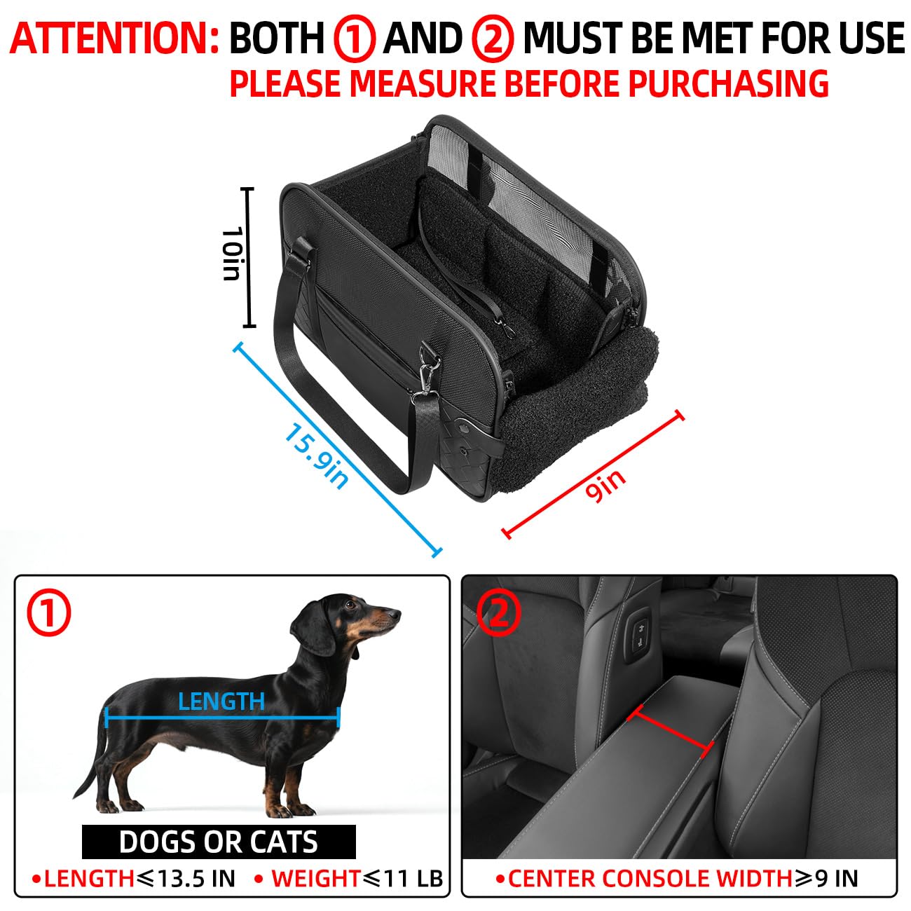 TKYZ center-console dog car seat with soft pillows for added comfort.