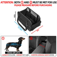 TKYZ center-console dog car seat with soft pillows for added comfort.