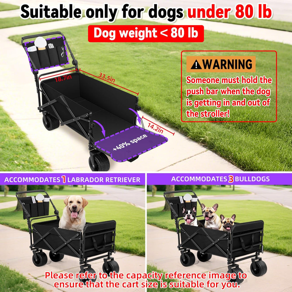 TKYZ large dog stroller cart folded for compact trunk storage.