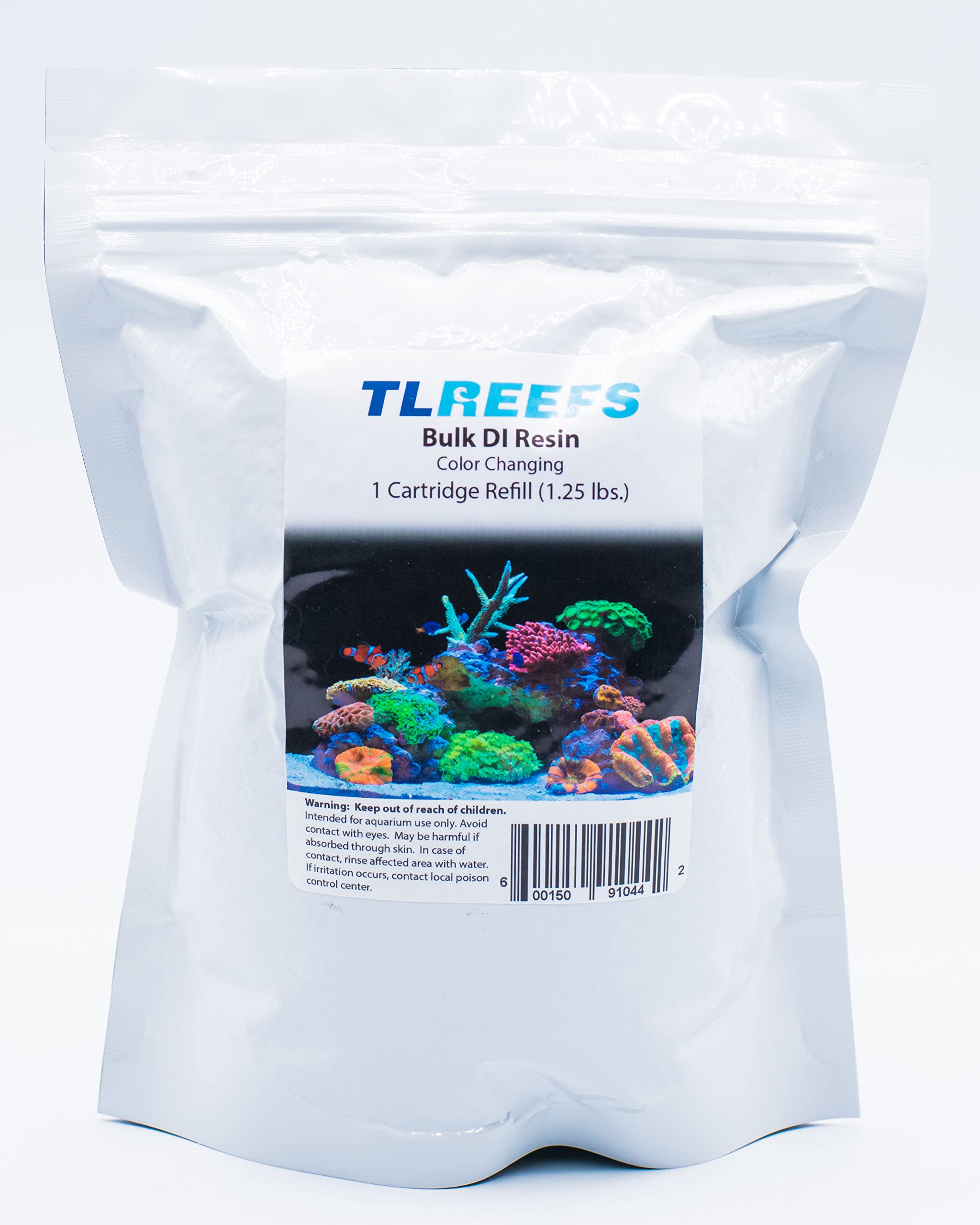 TL Reefs DI resin vacuum-sealed packaging preserves freshness on the shelf.