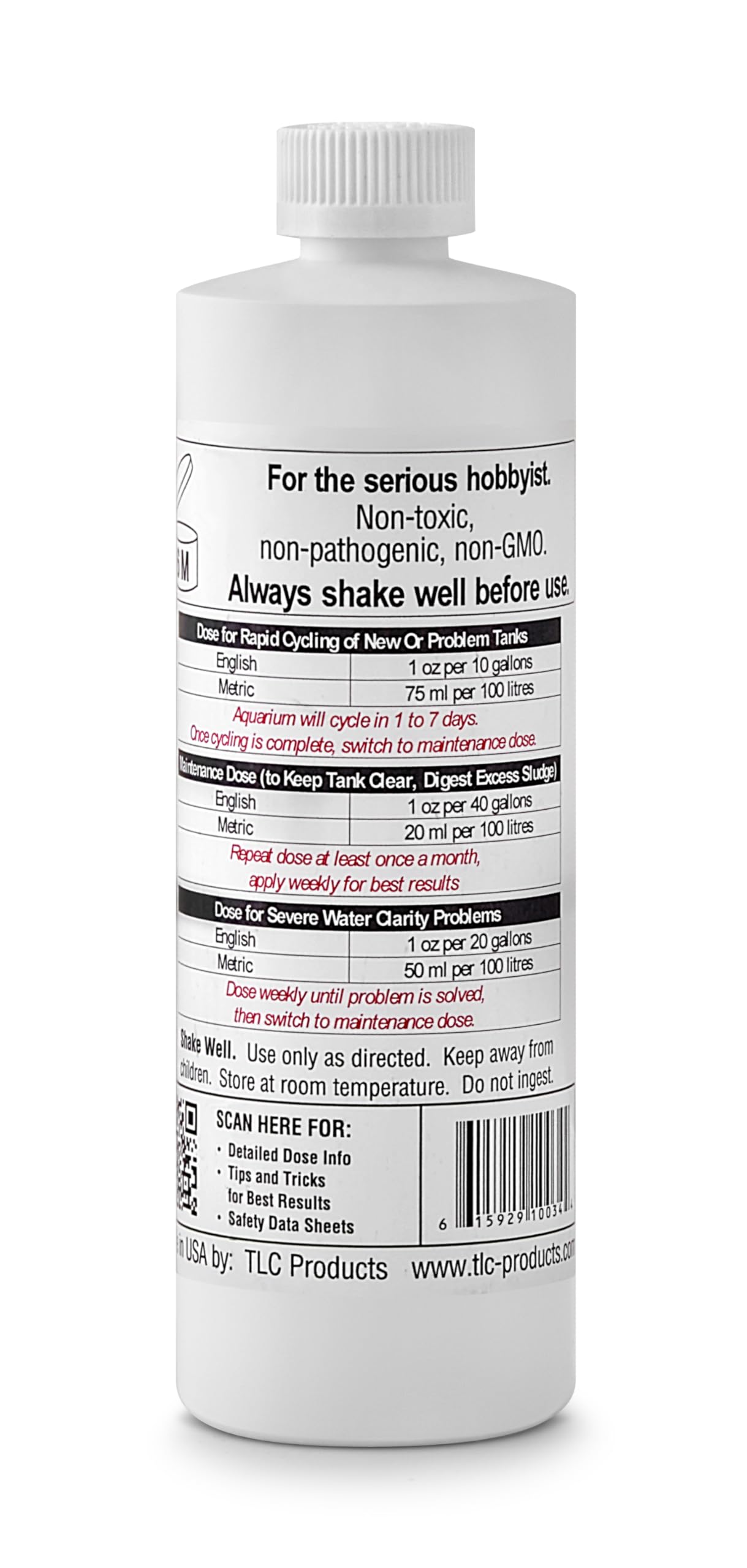 TLC Products StartSmart label closeup highlighting cycling guidance for new tanks