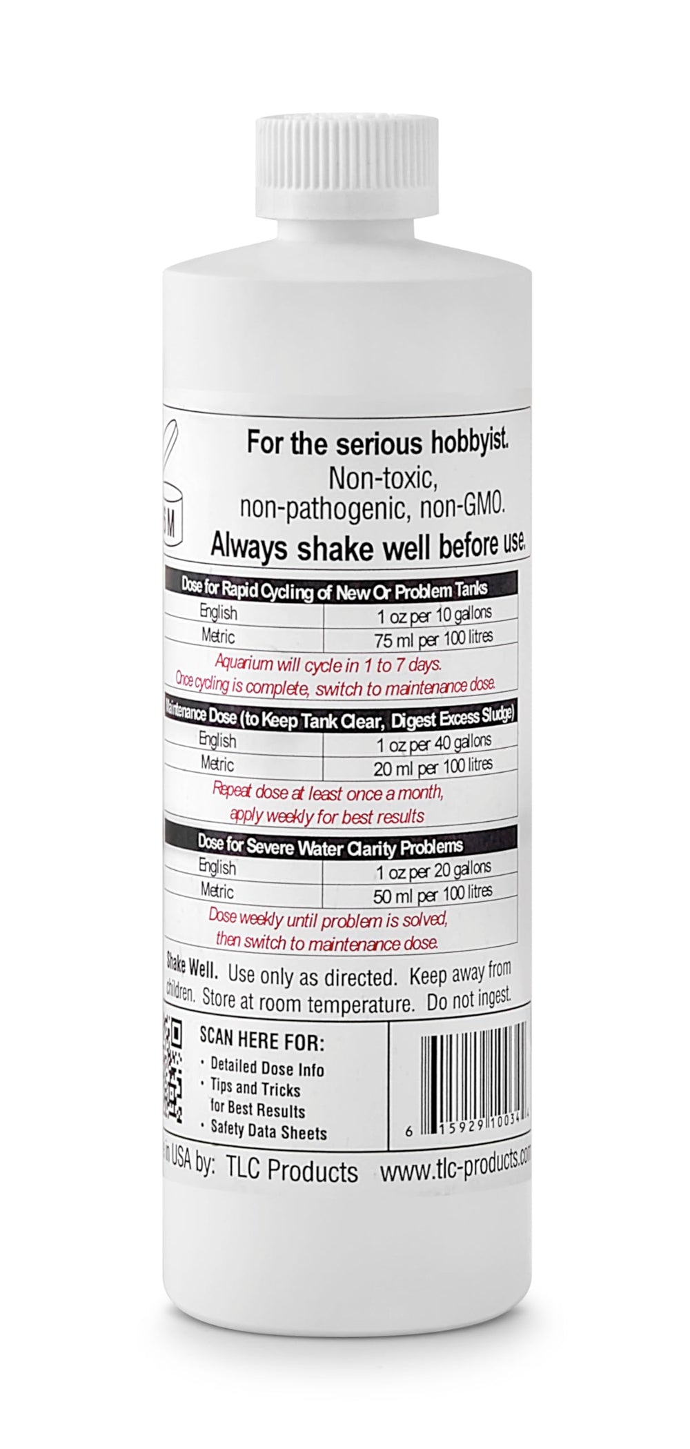 TLC Products StartSmart label closeup highlighting cycling guidance for new tanks