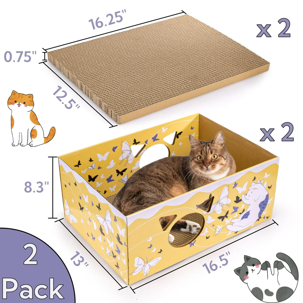 Tlence 16.5-inch scratcher box inside view highlights spacious lounging area for large cats.