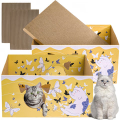 Tlence 2-pack cardboard cat scratcher boxes full view promotes multi-cat lounging and scratching.