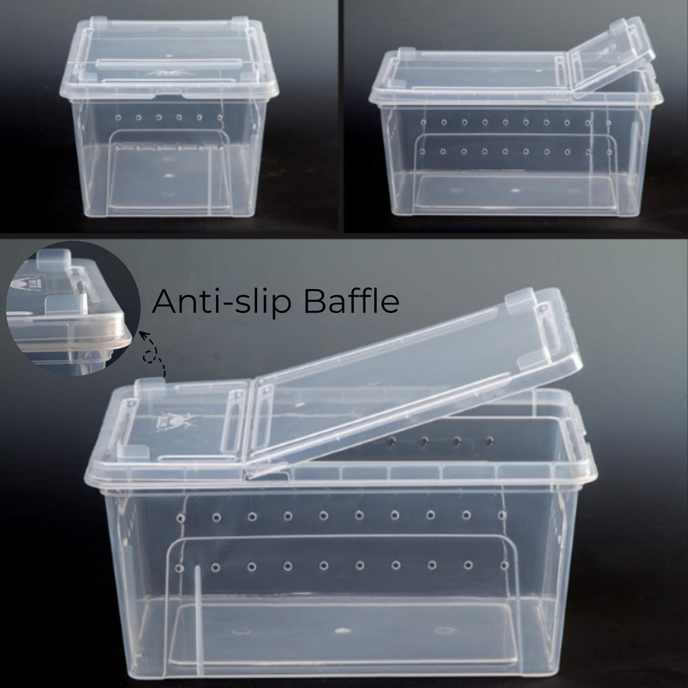 Tlence feeding box open lid demonstrates easy access for feeding and handling