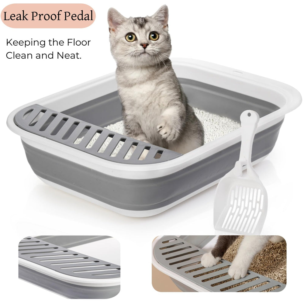 Tlence collapsible cat litter box anti-splash design prevents litter spray