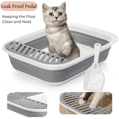 Tlence collapsible cat litter box anti-splash design prevents litter spray