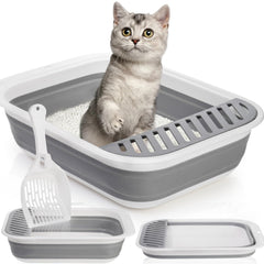 Tlence collapsible cat litter box open top design for ventilation and easy access