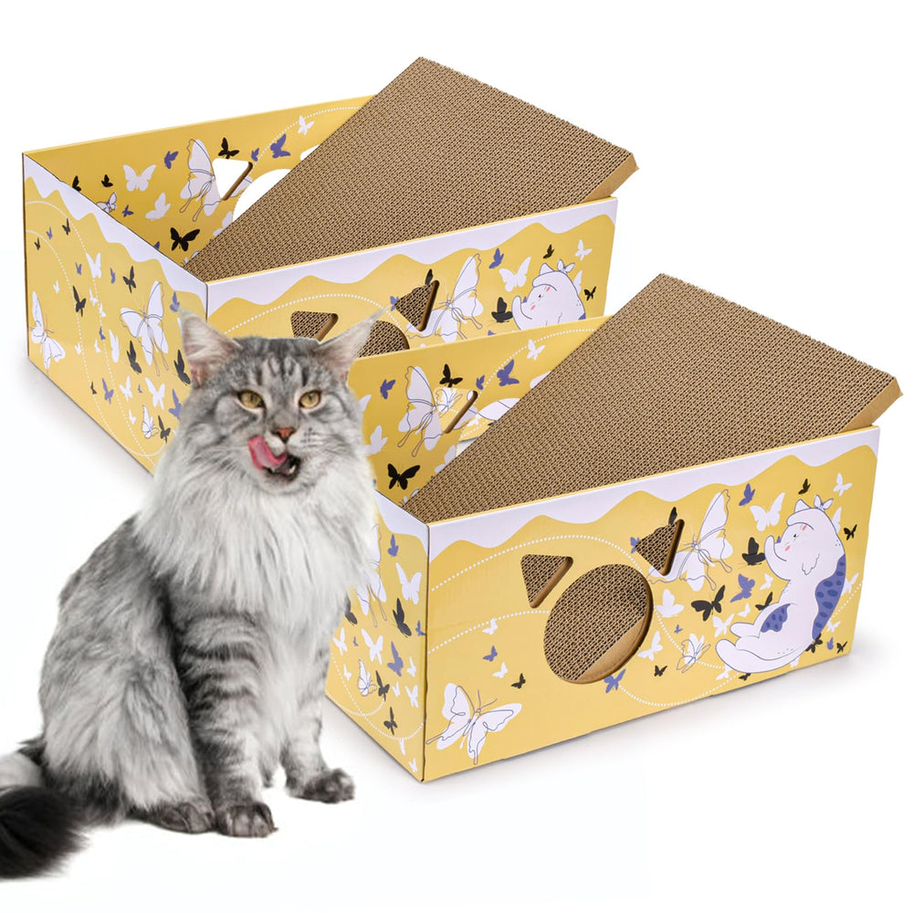 Tlence durable corrugated cardboard material emphasized for safe, sturdy scratching and napping.