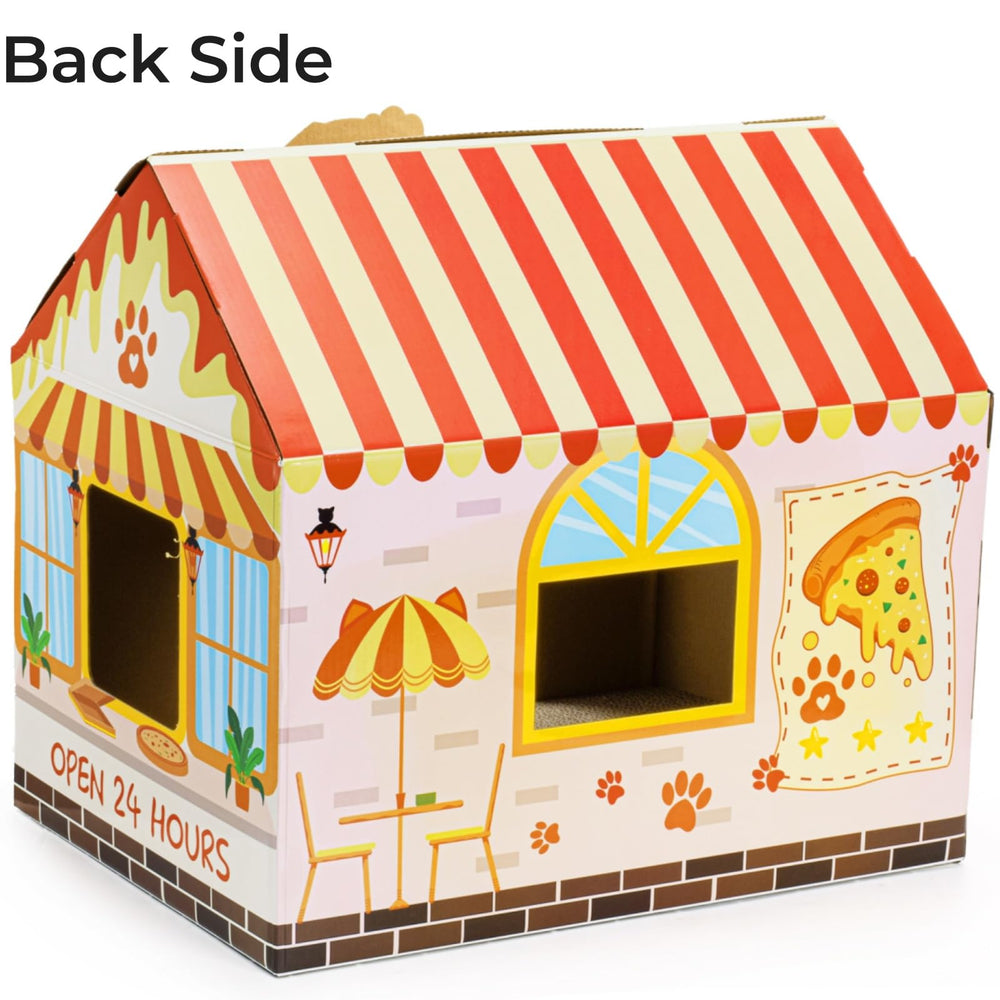 Tlence pizza shop cat house entrance image highlights roomy doorway.