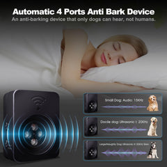 Tlettsteinkle dog barking device side panel with adjustable frequency controls.